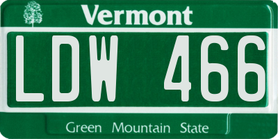 VT license plate LDW466