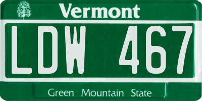 VT license plate LDW467