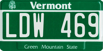 VT license plate LDW469