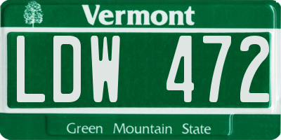 VT license plate LDW472