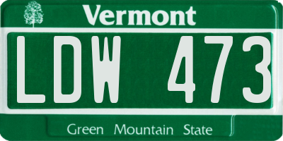 VT license plate LDW473