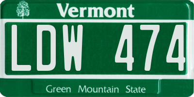 VT license plate LDW474