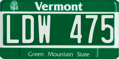 VT license plate LDW475