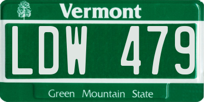 VT license plate LDW479