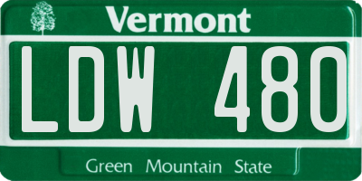 VT license plate LDW480
