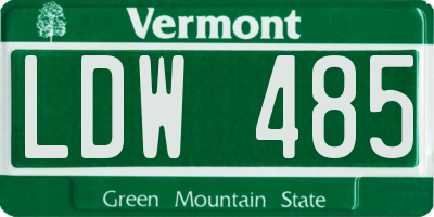 VT license plate LDW485