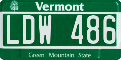 VT license plate LDW486