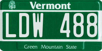 VT license plate LDW488
