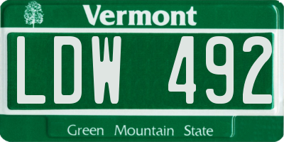 VT license plate LDW492
