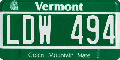 VT license plate LDW494