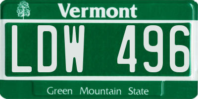 VT license plate LDW496