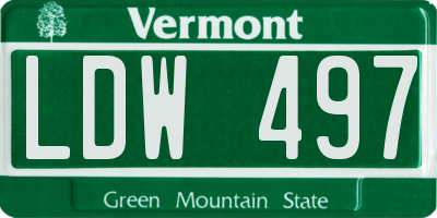VT license plate LDW497
