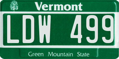 VT license plate LDW499