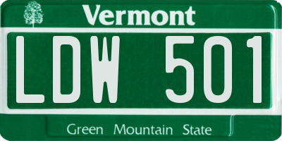 VT license plate LDW501
