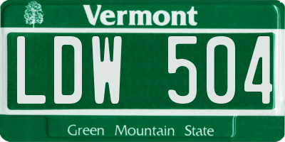VT license plate LDW504