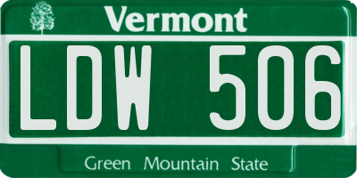 VT license plate LDW506