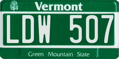 VT license plate LDW507