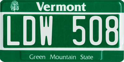 VT license plate LDW508