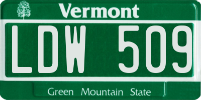 VT license plate LDW509