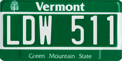 VT license plate LDW511