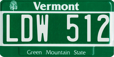 VT license plate LDW512