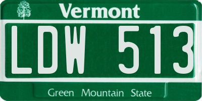 VT license plate LDW513