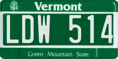 VT license plate LDW514