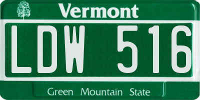 VT license plate LDW516