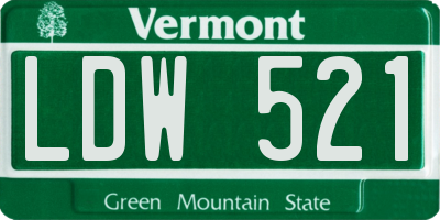 VT license plate LDW521