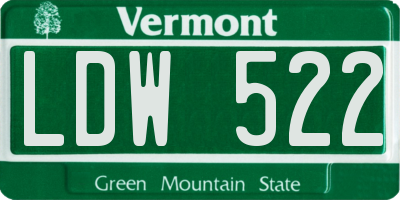 VT license plate LDW522