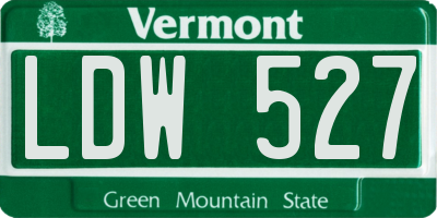 VT license plate LDW527