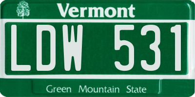 VT license plate LDW531