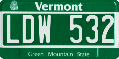 VT license plate LDW532