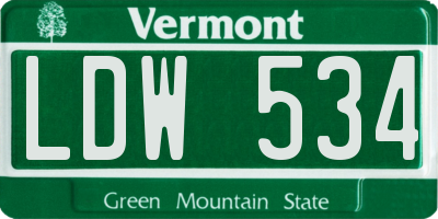 VT license plate LDW534