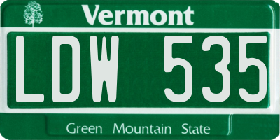 VT license plate LDW535