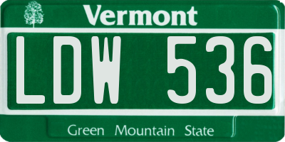VT license plate LDW536