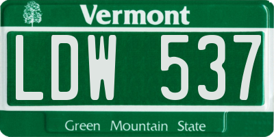 VT license plate LDW537
