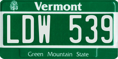 VT license plate LDW539