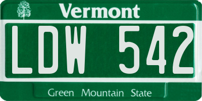VT license plate LDW542