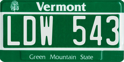 VT license plate LDW543