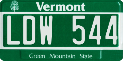 VT license plate LDW544