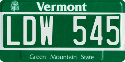VT license plate LDW545