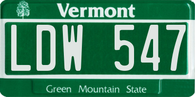 VT license plate LDW547