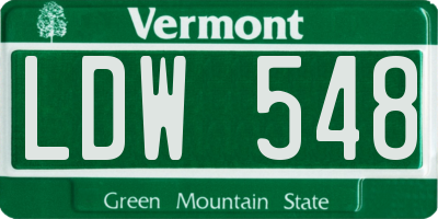 VT license plate LDW548