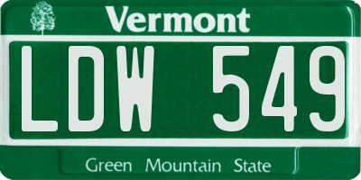 VT license plate LDW549