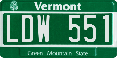 VT license plate LDW551
