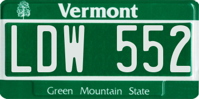 VT license plate LDW552