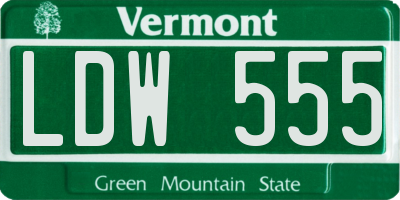 VT license plate LDW555