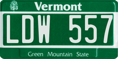 VT license plate LDW557