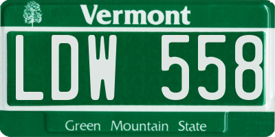 VT license plate LDW558